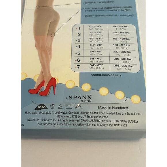 Assets by Sara Blakely High Waist Mid-Thigh Shaper Womens Size 3 Nude Nylon - Picture 3 of 4